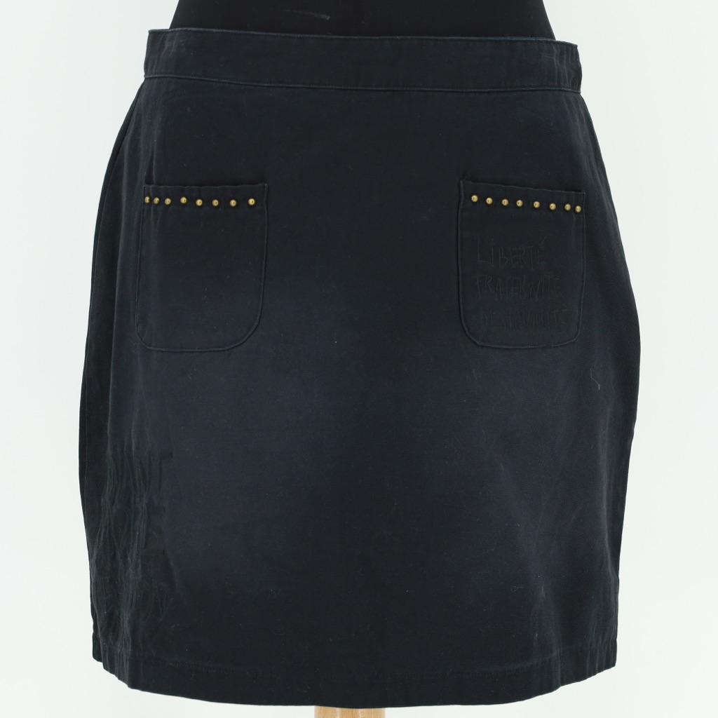Desigual Jackie "I Want More Revolution" Black Denim Skirt
